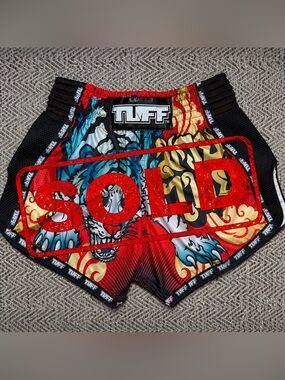 Tuff Boxing Muay Thai Shorts Retro Style Micro Fabric White Tiger Size L